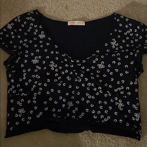 floral navy crop top